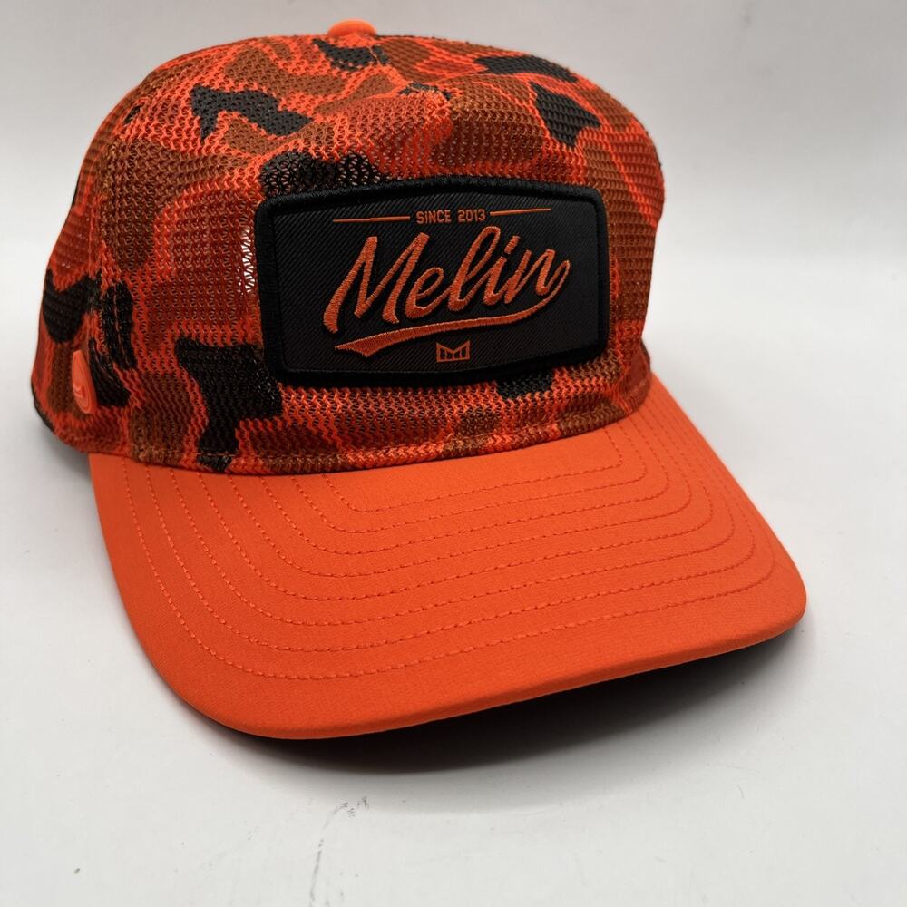 Melin Odysea MAC Retro Hydro Unstructured Hat Men's Sz Small Orange Camouflage